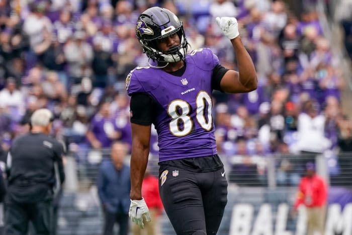 Isaiah Likely caught a touchdown pass against the Los Angeles Rams.